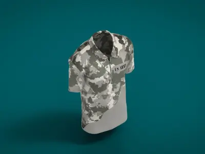 Military Outfit - T-shirt Low-poly 3D model 7