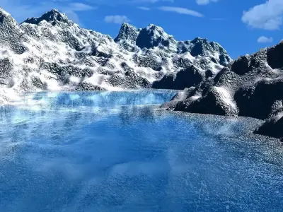 mountains frozen lake in Free 3D model