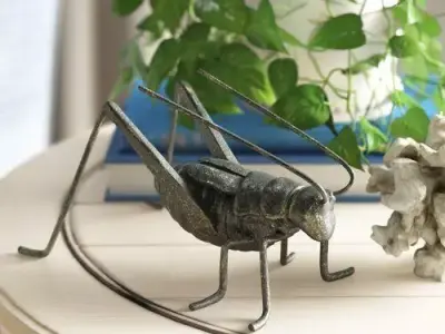 Black Metal Cricket Sculpture 3D model