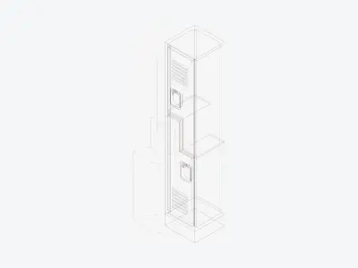 Locker - Metal - Locka - Classic - 2 Person Z Low-poly 3D model
