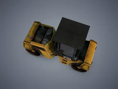 Asphalt Road Roller Low-poly 3D model