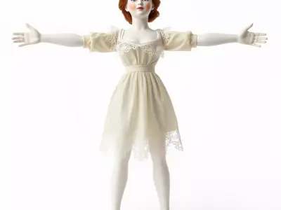 Vintage Porcelain Doll model pack Low-poly 3D model