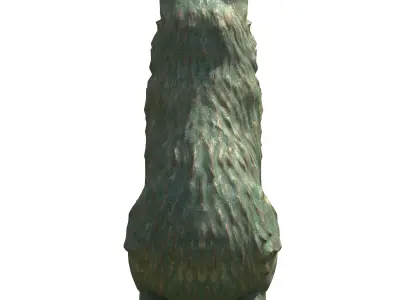 Furred cat rusted statues Low-poly 3D model