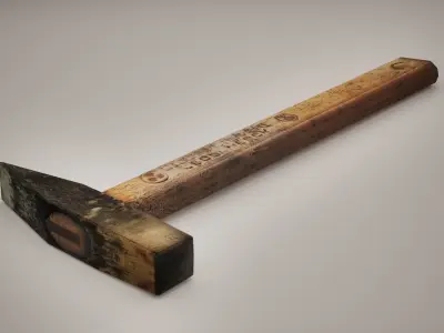 Hammer Low-poly with wooden handle Low-poly 3D model