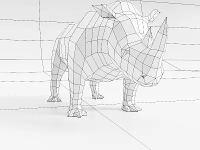 Rhino 3d model rhinoceros in low polygons Low-poly 3D model