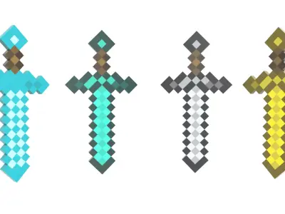 Minecraft Sword Pack Low-poly 3D model Low-poly 3D model