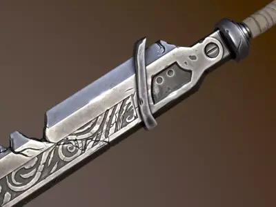 Steel Engraved Sword 03 Low-poly 3D model