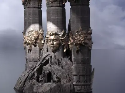 Fallen Angel cliffs 3 Dark versions Kitbash 1 3D model