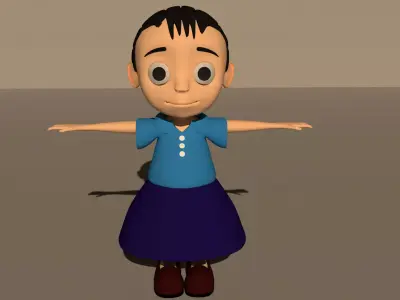 Cartoon girl 3D model Low-poly 3D model
