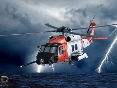 SH-60 Sea Hawk Coast Guard Low-poly 3D model