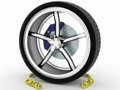ORTAS CAR WHEEL RIM 83 GAME READY WHEEL RIM TIRE 3D model