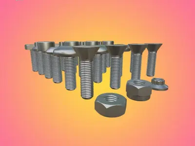 24 Bolts And Nuts Pack 3D model