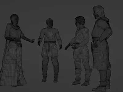 medieval human pack Low-poly 3D model