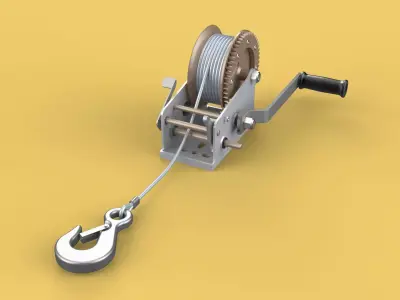 MANUAL ROTARY HAND CRANK WINCH HOIST WIRE ROPE SLING LIFT CRANE 3D model