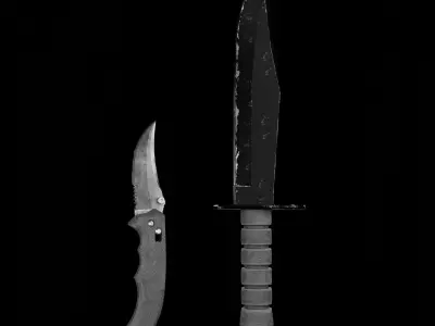 Lowpoly Combat Knives Two Pack Low-poly 3D model