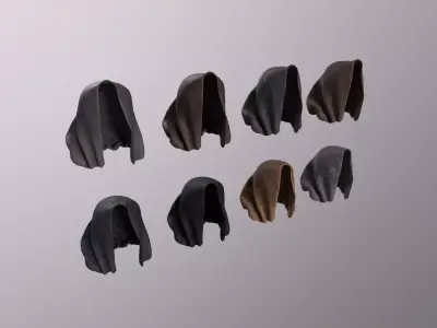 8 simple hoods pack  Low-poly 3D model