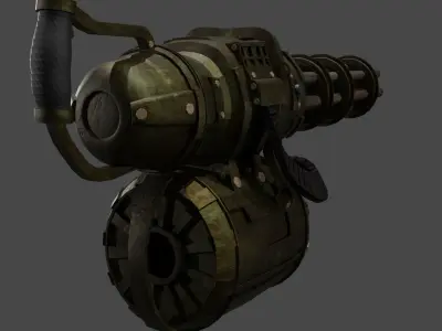 Apocalyptic Minigun Low-poly 3D model