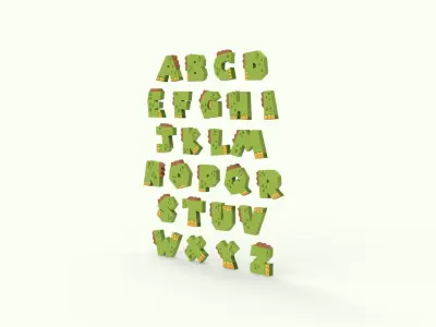 Alphabet Animal Dinosaur v001 Low-poly 3D model
