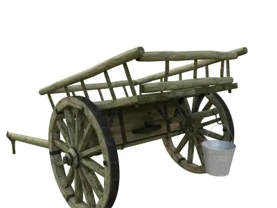 wooden cart  3D model purchase