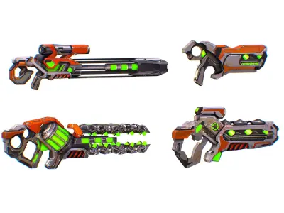 Weapons Set 4 Gun Pistol Assault rifle Sniper rifle machine gun 3D Model Pack 4