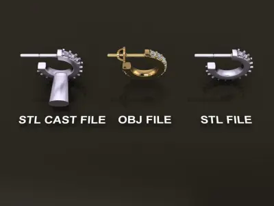 Earring Diamond Hoop Box Opened Back 7mm Inside Diameter 3D print model