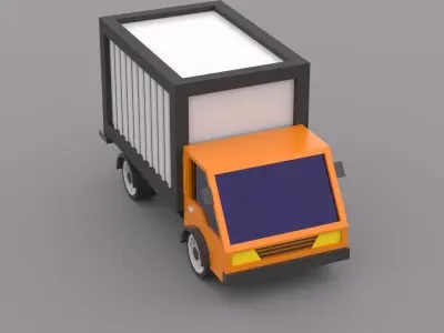 Low poly truck orange Free low-poly 3D model