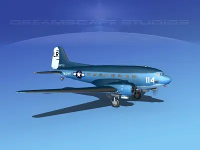 Douglas R-4D Dakota US Navy V2 3D model