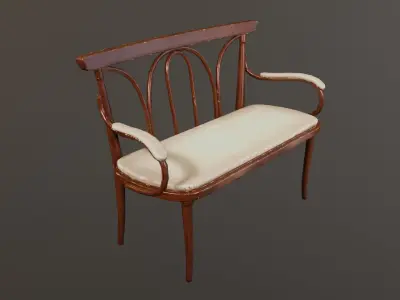 Wooden worn Antique Bench Low-poly 3D model