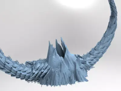 Sci fi Alien Dragon Bone Spine cliffs 2  3D model