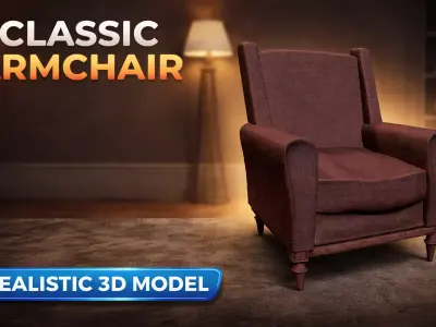 Classic Upholstered Armchair  High-Quality Furniture 3D Model Low-poly 3D model
