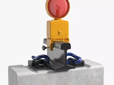 Railway Mounted Warning Lamp Yellow 3D model