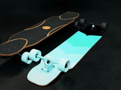 Rigged Longboard - Factory New Low-poly 3D model
