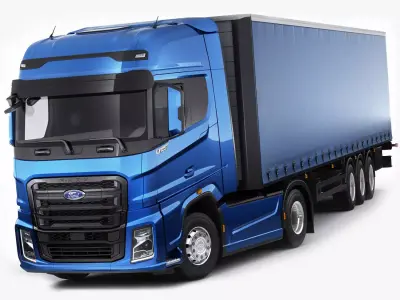 F-max 2019 truck with trailer 3D model