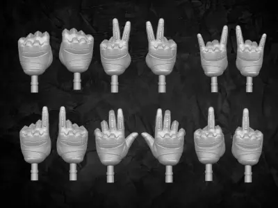 Full Gloves Hands 3D printable files for Action Figures 3D print model