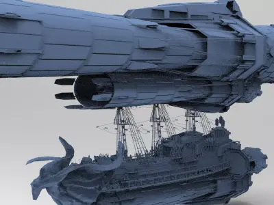 Sci fi Airship Space design 4 3D model