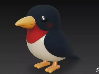 Cartoon Plush Swallow Low-poly 3D model