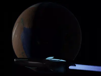 Planet and Spaceship 3D model 3D model