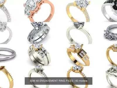 3DM 40 ENGAGEMENT RING FILES 3D Model Pack