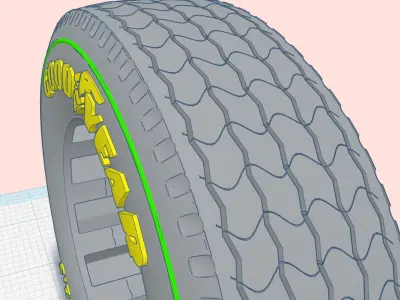 1-25th scale semi truck and trailer tires 22-5 inch 3D print model