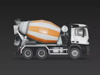 Heavy Industrial Concrete Mixer Truck 3D Model Low-poly 3D model