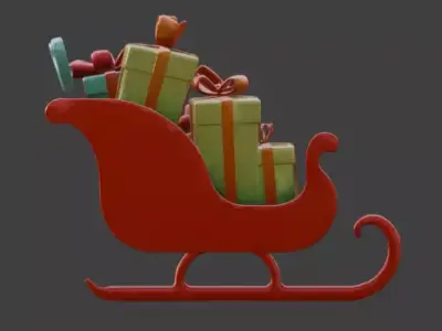 Stylized Santa Claus Sleigh 3D Model Low-poly 3D model