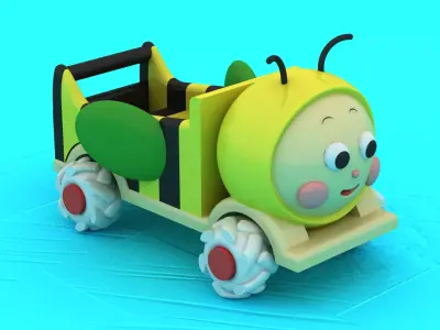 3D Cute Caterpillar Toy Car with Playful Design 3D print model