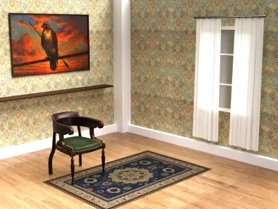 Antique Wooden Armchair Low-poly 3D model purchase