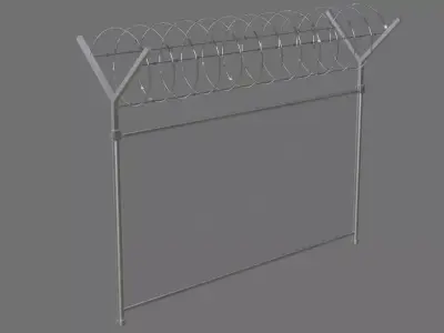 Barbed Wire Fence 1A Low-poly 3D model