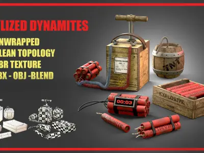 Stylized Dynamites Low-poly 3D model