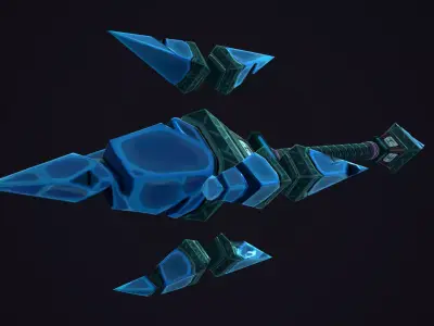 Stylized Weapon Ice Staff Low-poly 3D model
