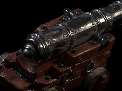 Canon cannon Low-poly 3D model