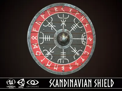 Viking Shield 19 Low-poly 3D model