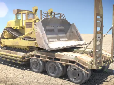 Bulldozer Trailer Low-poly 3D model