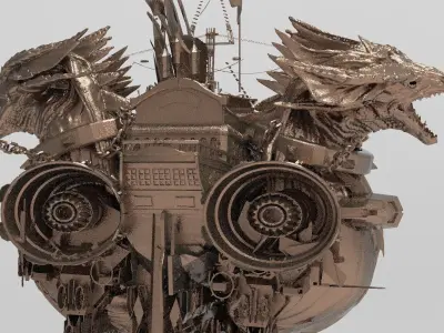 Duel Dragon Ship Hull Back Grand  3D model